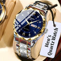 Stainless Steel Men's Watch – Roman Numerals, Rhinestones, Luminous Dial