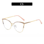 Cross-Border New Spring-Footed Cat-Eye Plain High-End Anti-Blue Light Glasses Metal Frame Business Office Flat Glasses